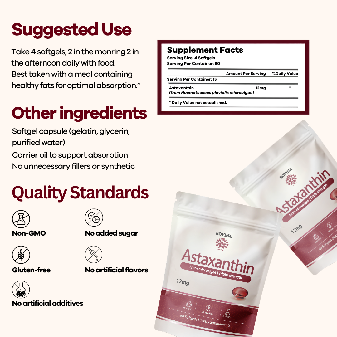 Rovina Astaxantina - Cápsulas blandas de 12 mg