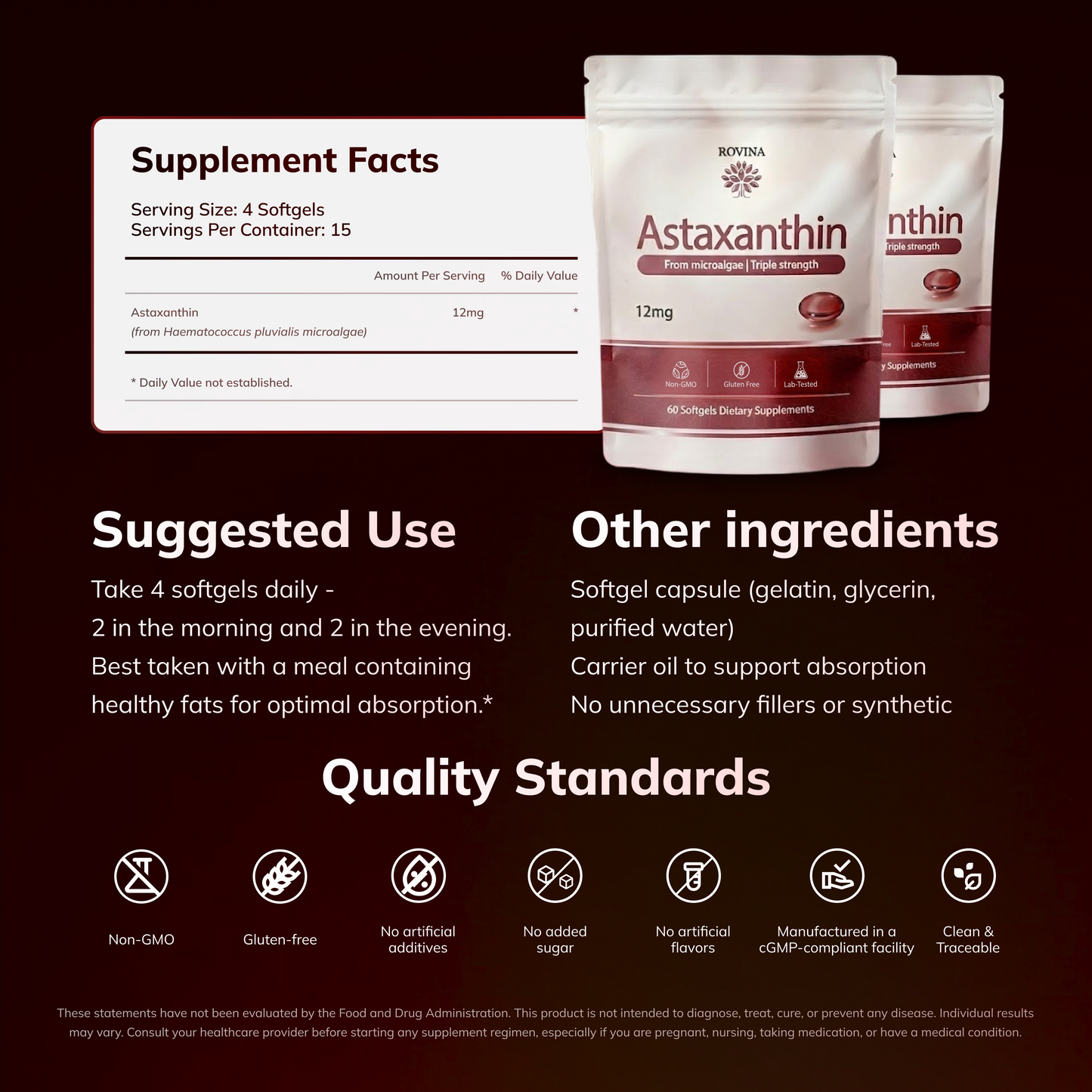 Rovina Astaxanthin - 12mg Softgels